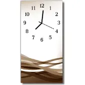 Tulup Glasuhr Wanduhr Küchenuhr Echt-Glas 30x60 Wellen Braun