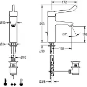 Kwc F4LT-MED Thermostat-Einhebel-Standbatterie Schlauchanschluss Rohranschluss Messing Armhebel, Variante:mit Anschlussrohren