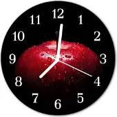 Tulup Glasuhr Wanduhr Küchenuhr Echt-Glas 30fi cm Apfel rot