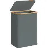 Songmics Wäschekorb mit Deckel 140 Liter aus Oxford-Gewebe schiefergrau LCB519GN01