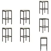 vidaXL Barhocker mit Kissen 4 Stk. Braun Poly Rattan - Barhocker