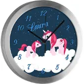 CreaDesign Kinderzimmer Funkwanduhr, Funkuhr Wanduhr Kinder, Einhorn 25 cm