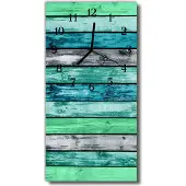 Tulup Glasuhr Wanduhr Küchenuhr Echt-Glas 30x60 Holz Grün