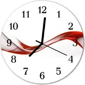 Tulup Glasuhr Wanduhr Küchenuhr Echt-Glas 30fi cm Abstrakte Linien rot weiß