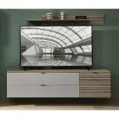 Freiraum Wohnwand >Ina< (3-teilig) in Riva Eiche Nachbildung / Cashmere - 200x62x44 (BxHxT)