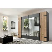 Freiraum Dreh-/Schwebetürenschrank >Stockholm I< (B/H/T: 227x210x65 cm) in braun