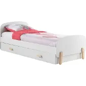 58 aufm Kessel Einzelbett Karilynn 206x95x73 Kinderbett MDF+Massivholz Weiß
