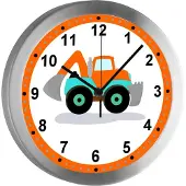 CreaDesign Funkuhr, Kinder Wanduhr, Kinderuhr, Kinderzimmer Bagger
