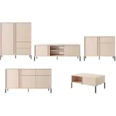 Meble Laski Wohnzimmer-Set Wohnwand Dast 5-teilig beige