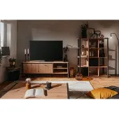 Möbelando Wohnzimmer-Set >Arvada< (3 teilig) in Artisan Eiche / Anthrazit aus MDF