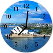 Tulup Glasuhr Wanduhr Küchenuhr Echt-Glas 30fi cm Sidney Oper blau