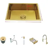OEM Goldene Küchenspüle, Edelstahlmaterial, geräumige Einzelspüle, 60x40cm E