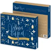 Itenga Adventskalender gefüllt "Bester Papa" Blau Gold