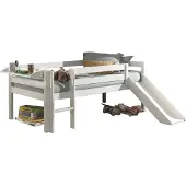 58 aufm Kessel Kojenbett mit Rutsche Karolina 208x175x83 Massivholz Weiß