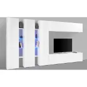 Freiraum Wohnwand >Benevent< (7-teilig) in Weiß Hochglanz - 340x180x30 (BxHxT)