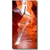 Tulup Glasuhr Wanduhr Küchenuhr Echt-Glas 30x60 Bergschlucht Orange