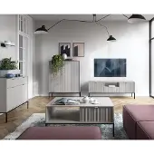 Lomadox Wohnmöbel Set grau, Fußgestell schwarz, NEWCASTLE-160, 4-teilig inkl. Couchtisch