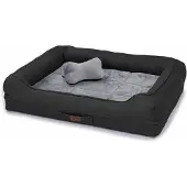 Raikou Hundematte Hundebett mit Abnehmbarem Kissen, waschbar und rutschfest Schlafplatz Hundesofa Tierbedarf, Schwarz, 80x60x7cm