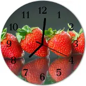 Tulup Glasuhr Wanduhr Küchenuhr Echt-Glas 30fi cm Erdbeeren rot