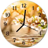 Tulup Glasuhr Wanduhr Küchenuhr Echt-Glas 30fi cm Blumen mehrfarbig