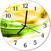Tulup Glasuhr Wanduhr Küchenuhr Echt-Glas 30fi cm Abstraktes grün gelb