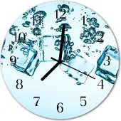 Tulup Glasuhr Wanduhr Küchenuhr Echt-Glas 30fi cm Eis blau
