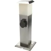 Heitronic LED Sockelleuchte, 2-Fach Steckdosen, Edelstahl, H 40 cm