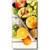Tulup Glasuhr Wanduhr Küchenuhr Echt-Glas 30x60 Obst Mehrfarbig