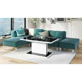 Designimpex Design Couchtisch Tisch Aston stufenlos höhenverstellbar ausziehbar 120 bis 200cm Esstisch