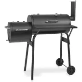 HECHT Sentinel Minor Holzkohlegrill Grillwagen mit Deckel | Thermometer | 2 Brennkammern | Drosselklappen