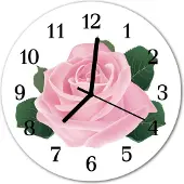 Tulup Glasuhr Wanduhr Küchenuhr Echt-Glas 30fi cm Rose rosa