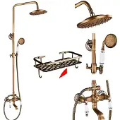 OEM Antiker Messing Regenfall-Duscharmatur, Dual-Handle-Steuerung, höhenverstellbar, E Regal
