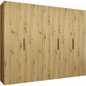 MEBLE KRYSPOL , Kleiderschrank, Schrank 250 cmx202x52, Artisan Eiche, Schwarz