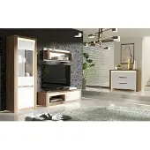 Lomadox Wohnzimmermöbel Set 4-teilig modern in Eiche mit weiß LATINA-161