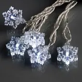 Hellum LED-Lichterkette mit transparenten Schneeflocken, 24 LEDs weiß, Innen-Transformator