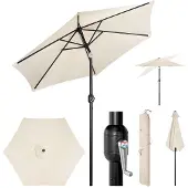 Woltu Sonnenschirm, Strandschirm UV-beständig, 45° knickbar, Beige, 300cm