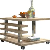 Designimpex Design Couchtisch Tisch mit ROLLEN DC-2 Sonoma Eiche Wohnzimmertisch 60x60x45cm