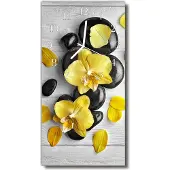 Tulup Glasuhr Wanduhr Küchenuhr Echt-Glas 30x60 Blumen Steine Mehrfarbig