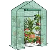 Sekey 143x73x195 cm Foliengewächshaus begehbares Gewächshaus mit 4 Regalebenen, Tomatenhaus Tomatengewächshaus, Grün