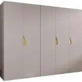 MEBLE KRYSPOL Schrank 250x202x52 cm mit Kleiderstange, 5xTür, SANDI, Kaschmir, Griff Gold