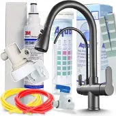 ARI Nordic 3-Wege Küchenarmatur Graphit Ausziehbar mit 3M AP2-C405-SG Trinkwasserfilter Untertisch Wasserfiltersystem