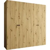 MEBLE KRYSPOL Schrank 200x202x52 cm mit Kleiderstange, 4xTür, PARMA, Artisan-Eiche, Griff Schwarz