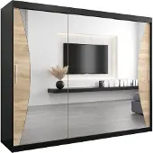 MEBLE KRYSPOL Kleiderschrank, Schiebetürenschrank Schlafzimmer, Schrank mit Spiegel MONACO 250 cm