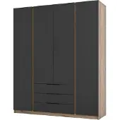 Masseno Drehtürenschrank CAGLIARI 200 cm Kleiderschrank Schlafzimmer Schrank 4-türig Goldfarben