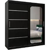 MEBLE KRYSPOL Promo 2180 Schlafzimmerschrank zwei Schiebetüren - Mattschwarz