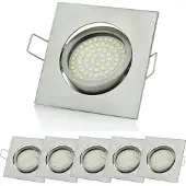 Sweet Led Einbaustrahler Flach 6xSpots Chrom gebürstet Eckig Dimmbar 5W kaltweiß