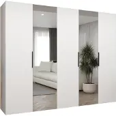 MEBLE KRYSPOL , Kleiderschrank, Schrank 250 cmx202x52, Weiß, Schwarz