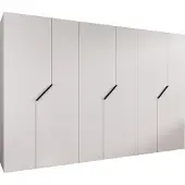 MEBLE KRYSPOL Schrank 300x202x52 cm mit Kleiderstange, 6xTür, ANDREW, Weiß, Griff Schwarz