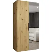 MEBLE KRYSPOL , Kleiderschrank, Schrank 100 cmx202x52, Artisan Eiche, Schwarz