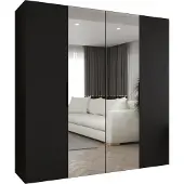 MEBLE KRYSPOL , Kleiderschrank, Schrank 200 cmx202x52, Schwarz, Schwarz